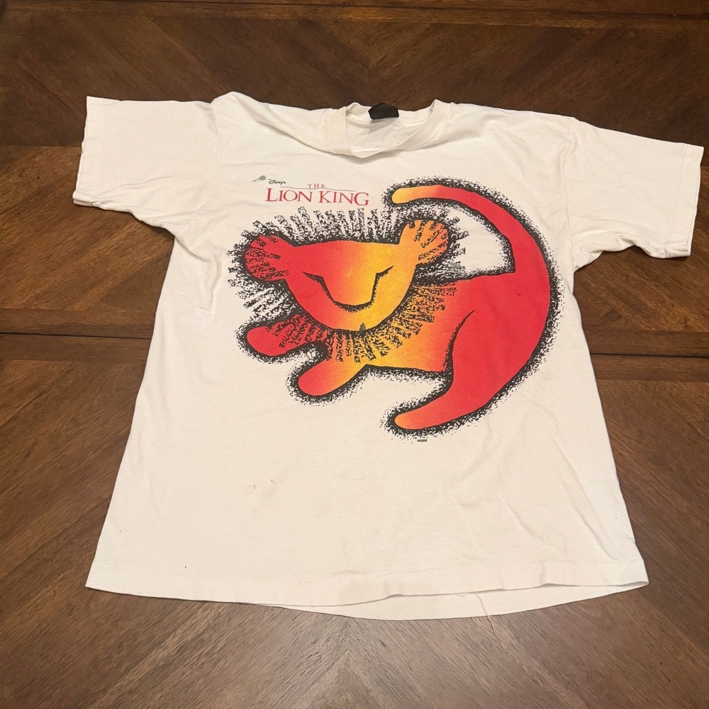 Vintage Disney The Lion King Simba Graphic T-Shirt White 90s Movie Promo L/XL